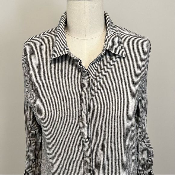 Anthropologie Sunday In Brooklyn Wiley  Striped Button Down Cotton Blouse - Picture 3 of 11